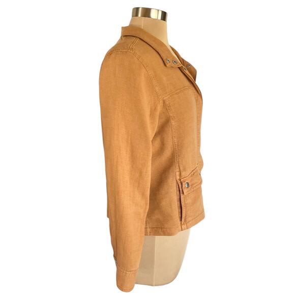 Christian Siriano Linen Blend Jacket Size M Snap Front Fall Casual Work Wear - Picture 2 of 9